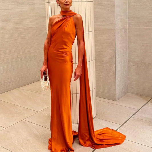 Vestido Largo Satinado Elegante