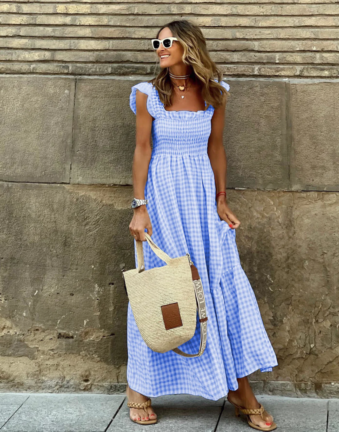 Vestido Encantador de Cuadros