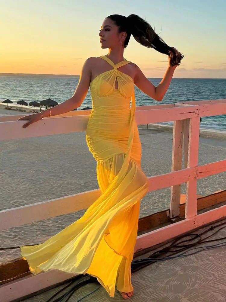 Vestido Amarillo Elegante