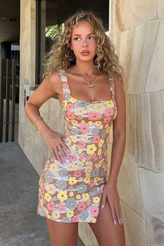 Vestido Brillante Floral de Fiesta