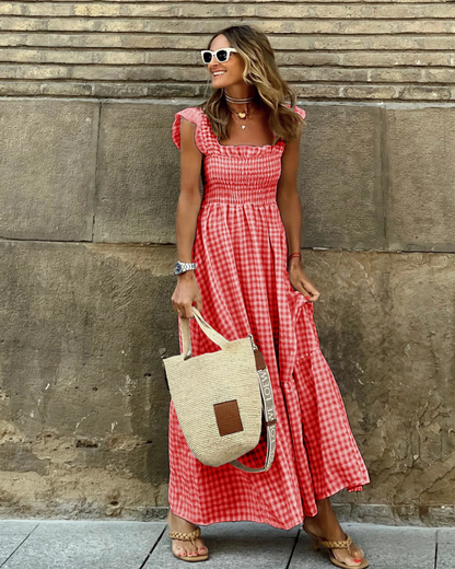 Vestido Encantador de Cuadros