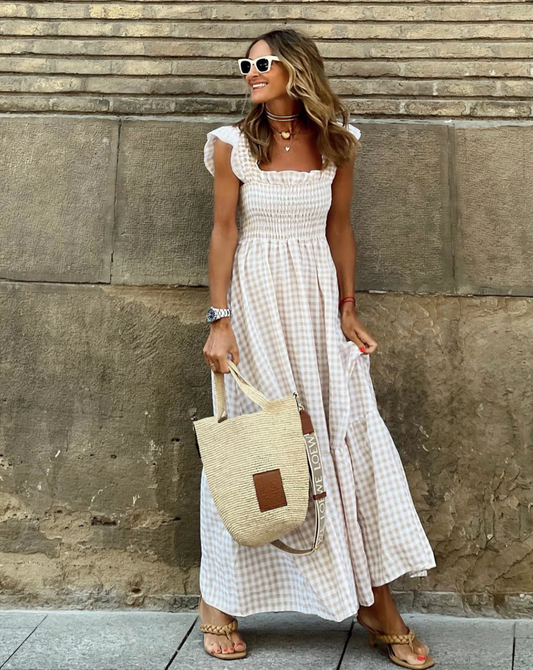Vestido Encantador de Cuadros