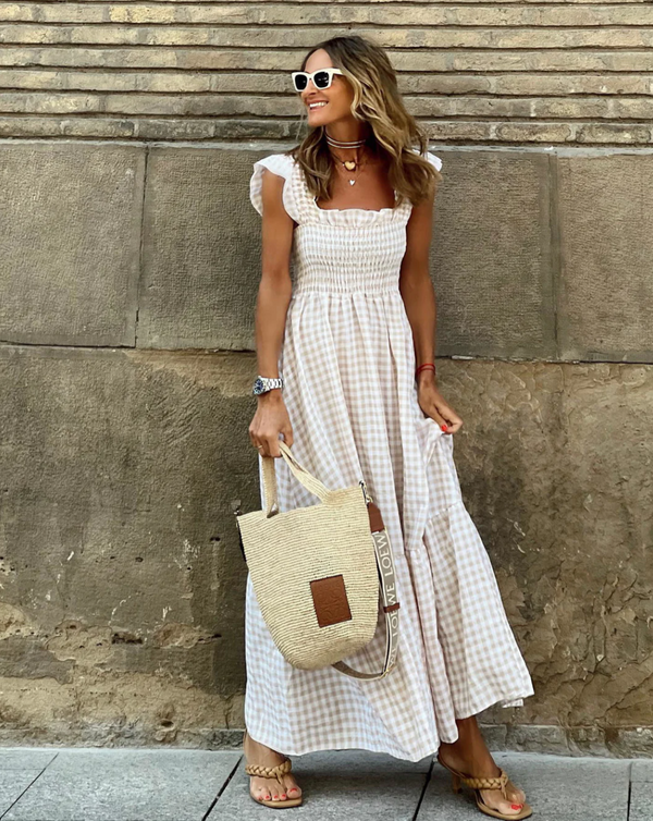 Vestido Encantador de Cuadros