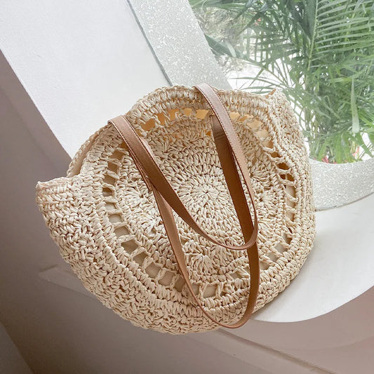 Bolso Redondo de Paja Bohemio